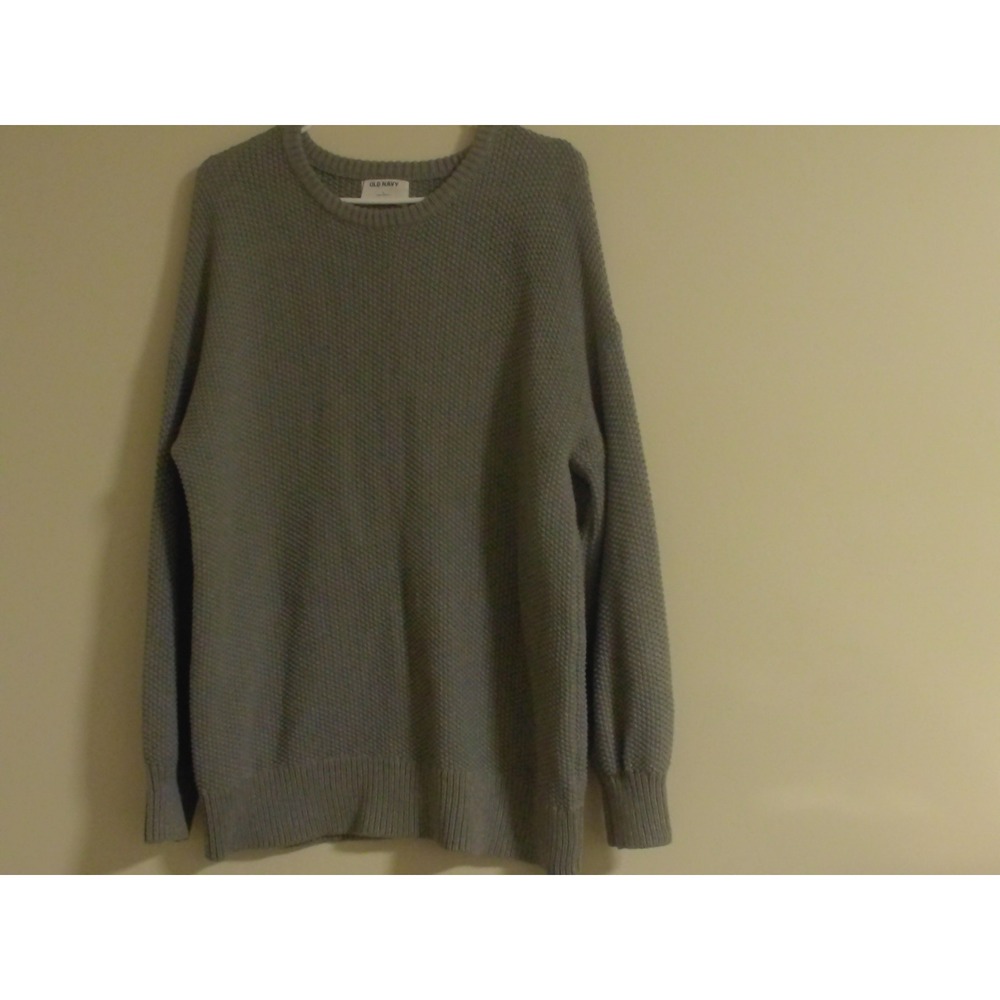 Old Navy Womens Large Tunic Length Cotton Knit Sweater Sage Green Crew Neck
